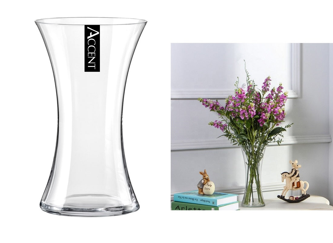 Glass Waisted Vase 15cm - Clear, Set of 12, Stylish Home Decor - SuperSaverAU - view 1