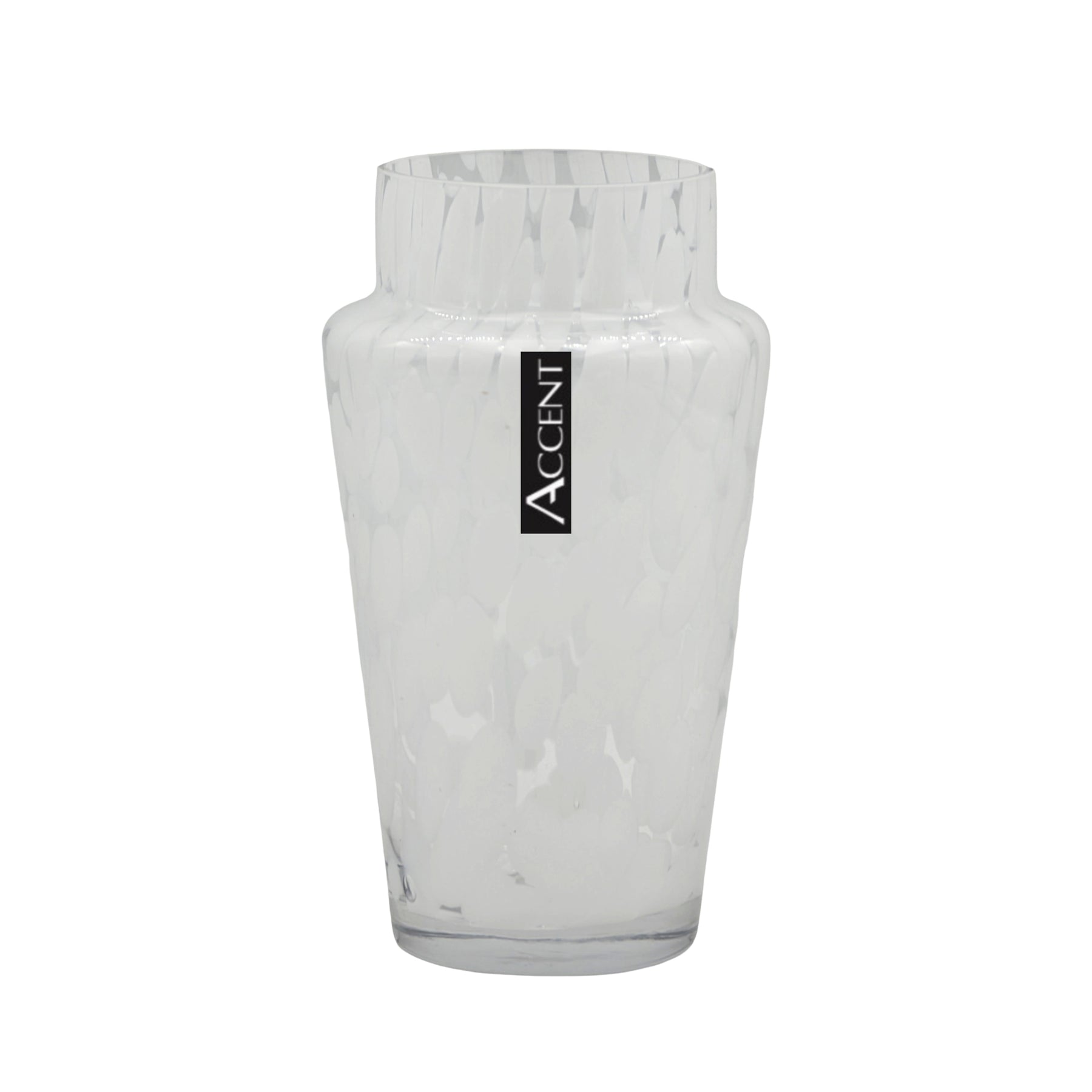 Premium White Speckle Tapered Vases – Clear 21cm, 6 Pack