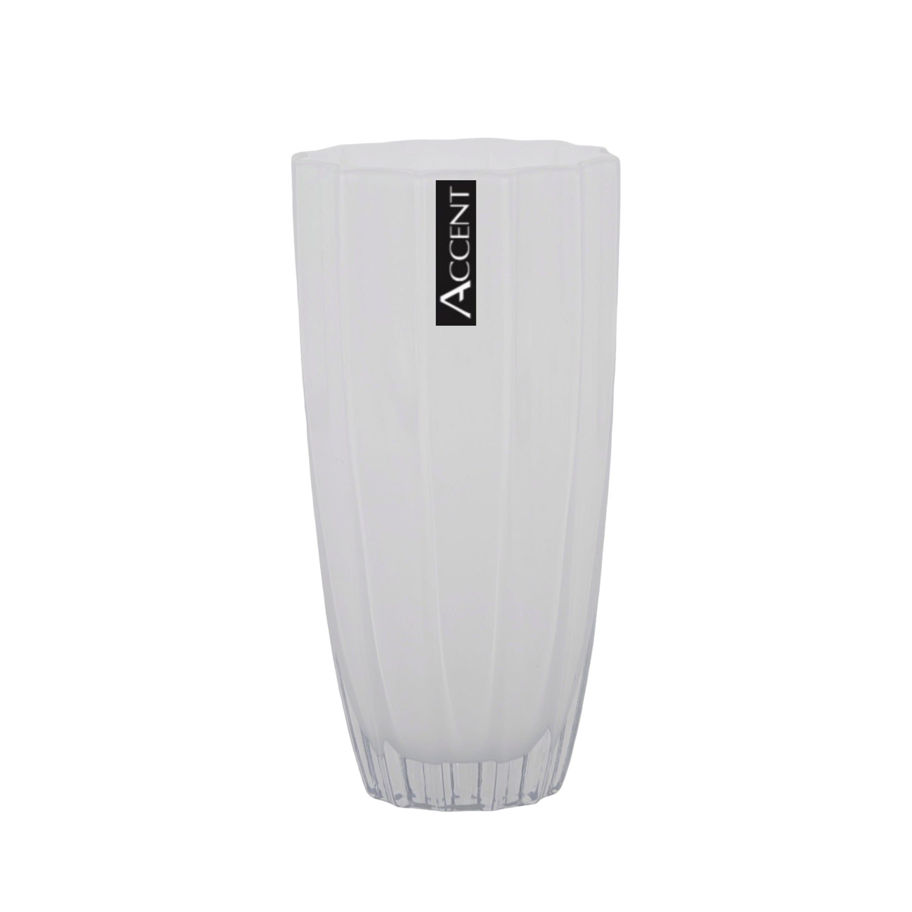 Premium Bulk 6 White Concave Ripple Glass Vases 25cm