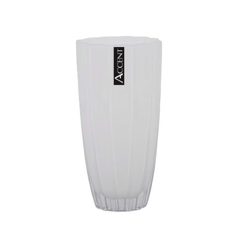 Premium Bulk 6 White Concave Ripple Glass Vases 25cm