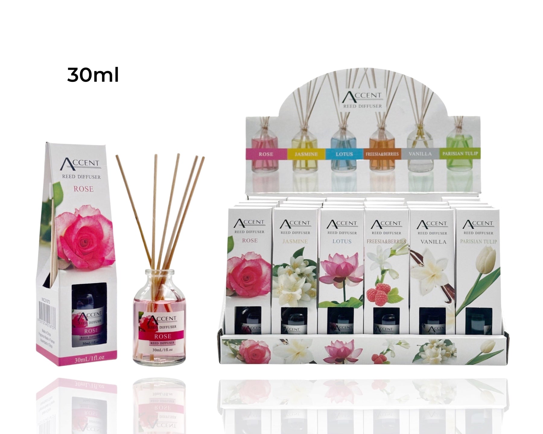 Mini Reed Diffuser Set - 72 x 30ml, 6 Assorted Fragrances, Multi Colour - SuperSaverAU - view 1