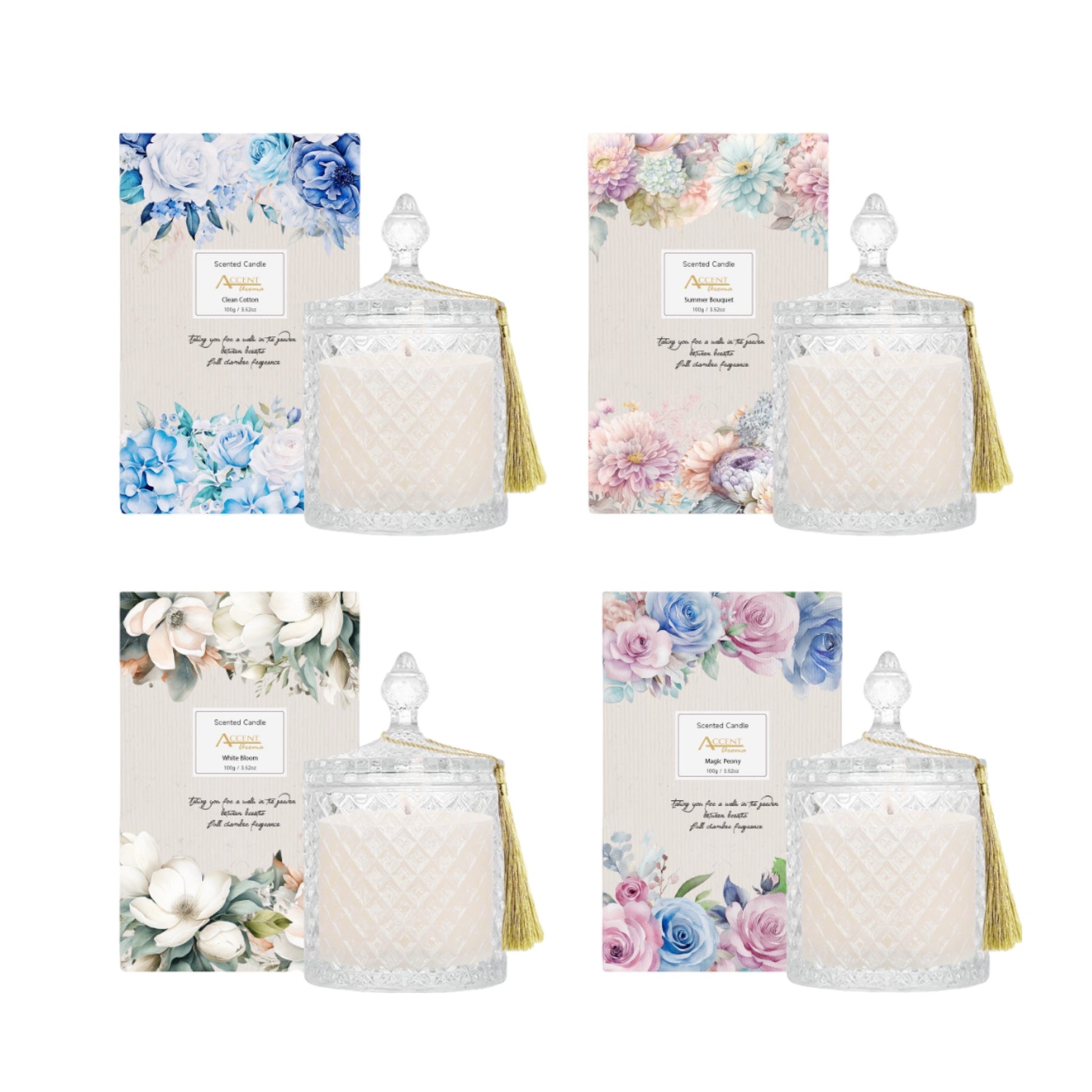 Premium Aromatic Bouquet Scented Candles – 12 Pack, 200g Glass Candles