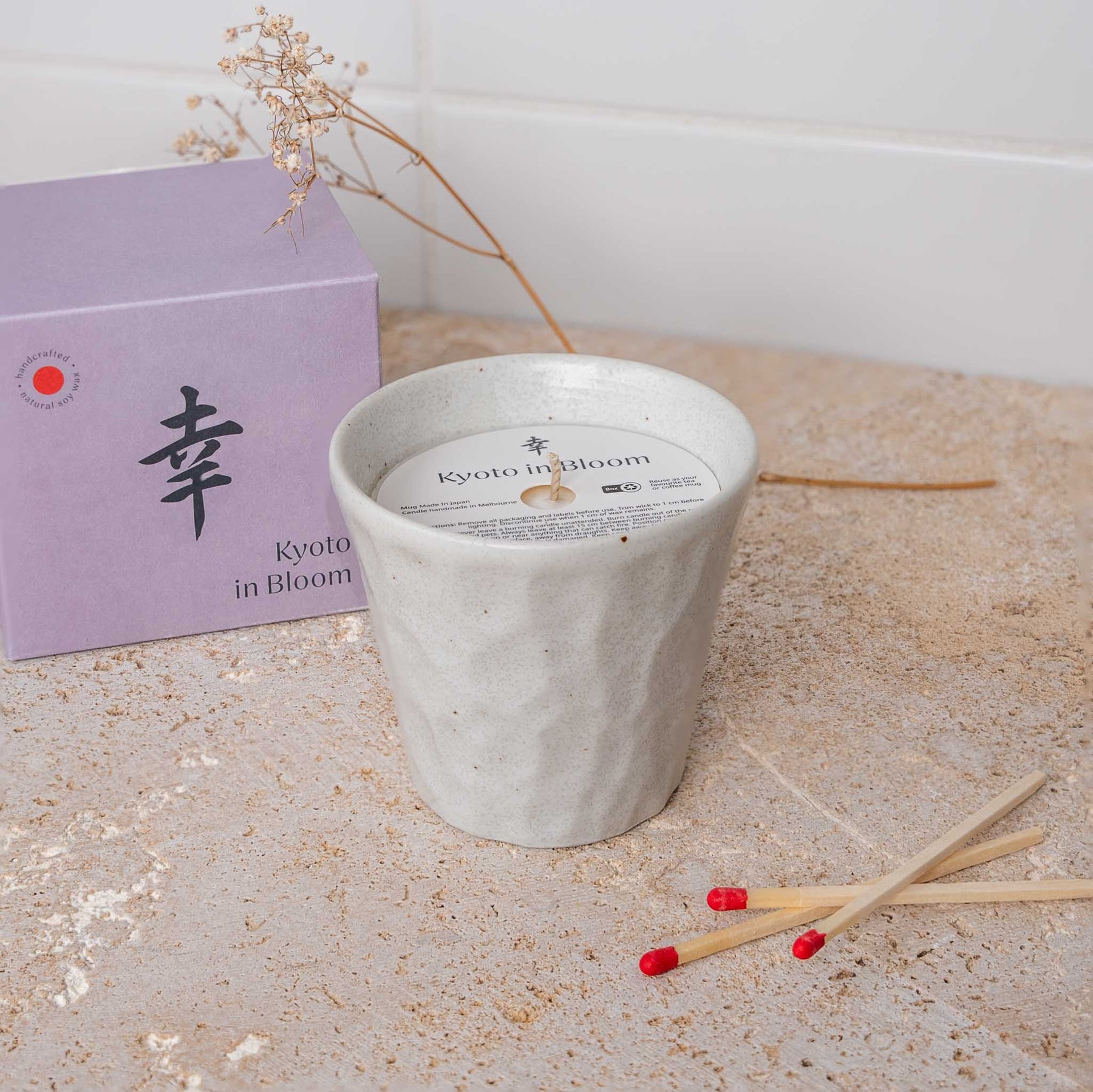 Herbal Mint Soy Wax Candle 180g in White Ceramic Jar