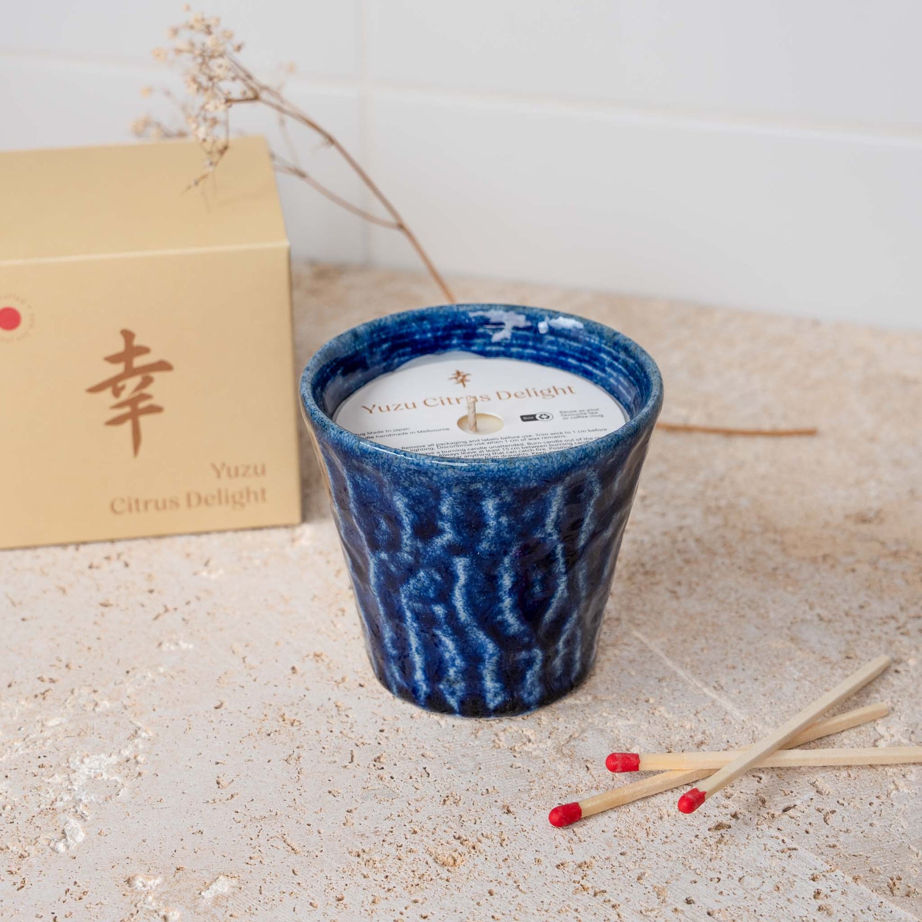 Premium Kyoto in Bloom Soy Wax Candle – Blue Ceramic 180g