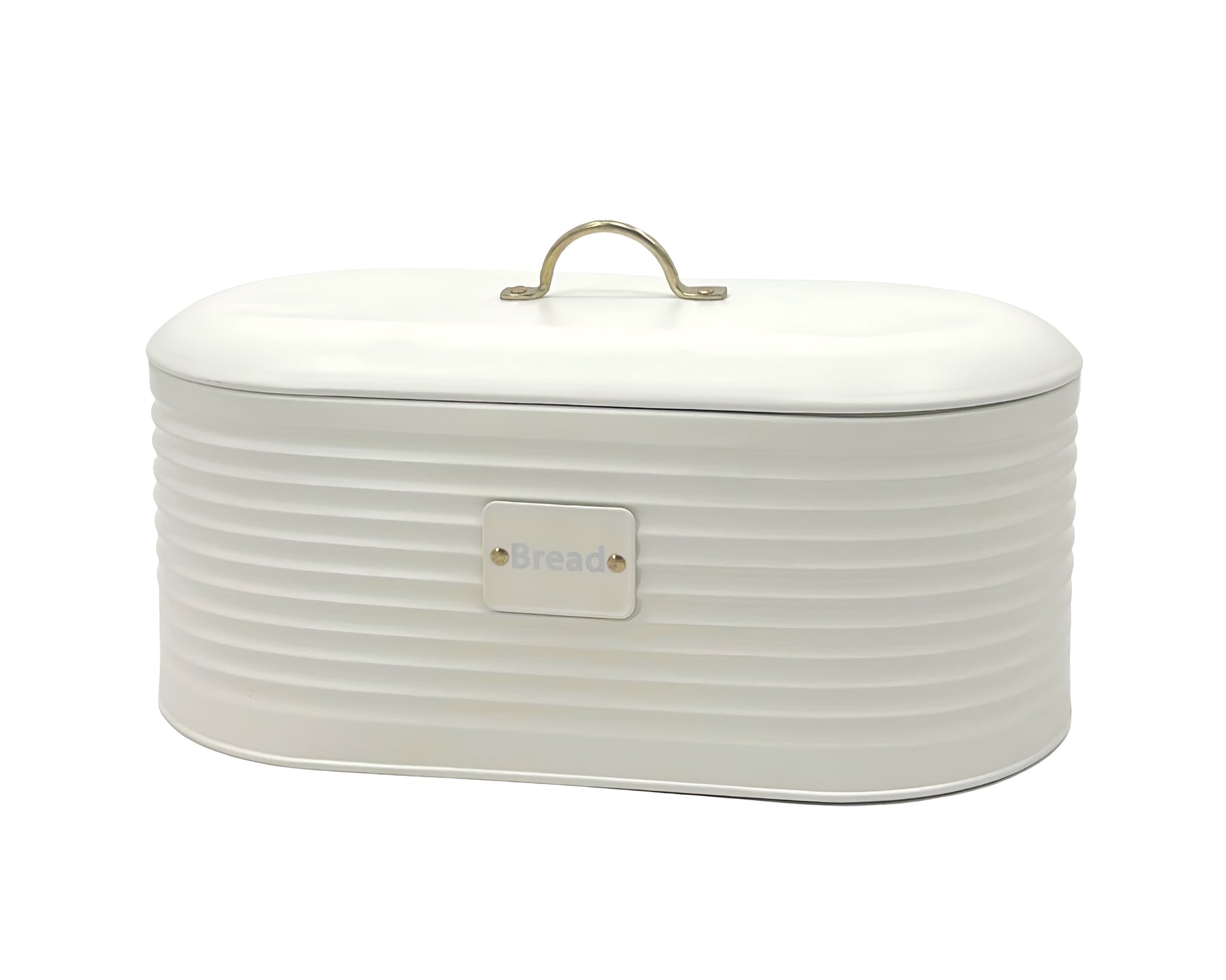 Corrugated Metal Bread Storage Bucket Oval 34x18cm - Vintage Style, White - SuperSaverAU - view 1