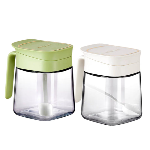 Set 2 Glass Spice Jar with Spoon 260ml Multi Colour 1kg - SuperSaverAU - view 1