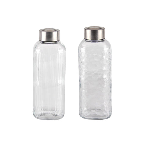 24 Glass Bottles with Metal Screw Lid 400ml Assort 6x19cm - Clear - SuperSaverAU - view 1