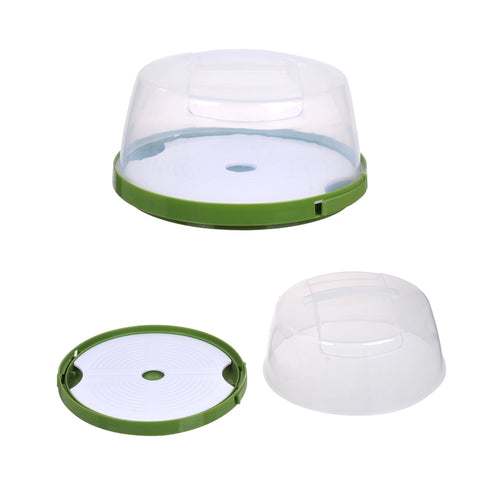 Round Cake Carrier 29cm - Clear & Green Plastic, Lightweight 1kg - SuperSaverAU - view 1