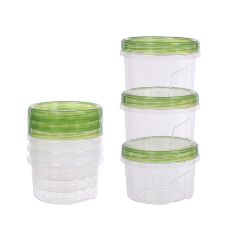 48 Pack Reusable Microwave-Safe 500ml Round Food Containers - Clear, Green - SuperSaverAU - view 1