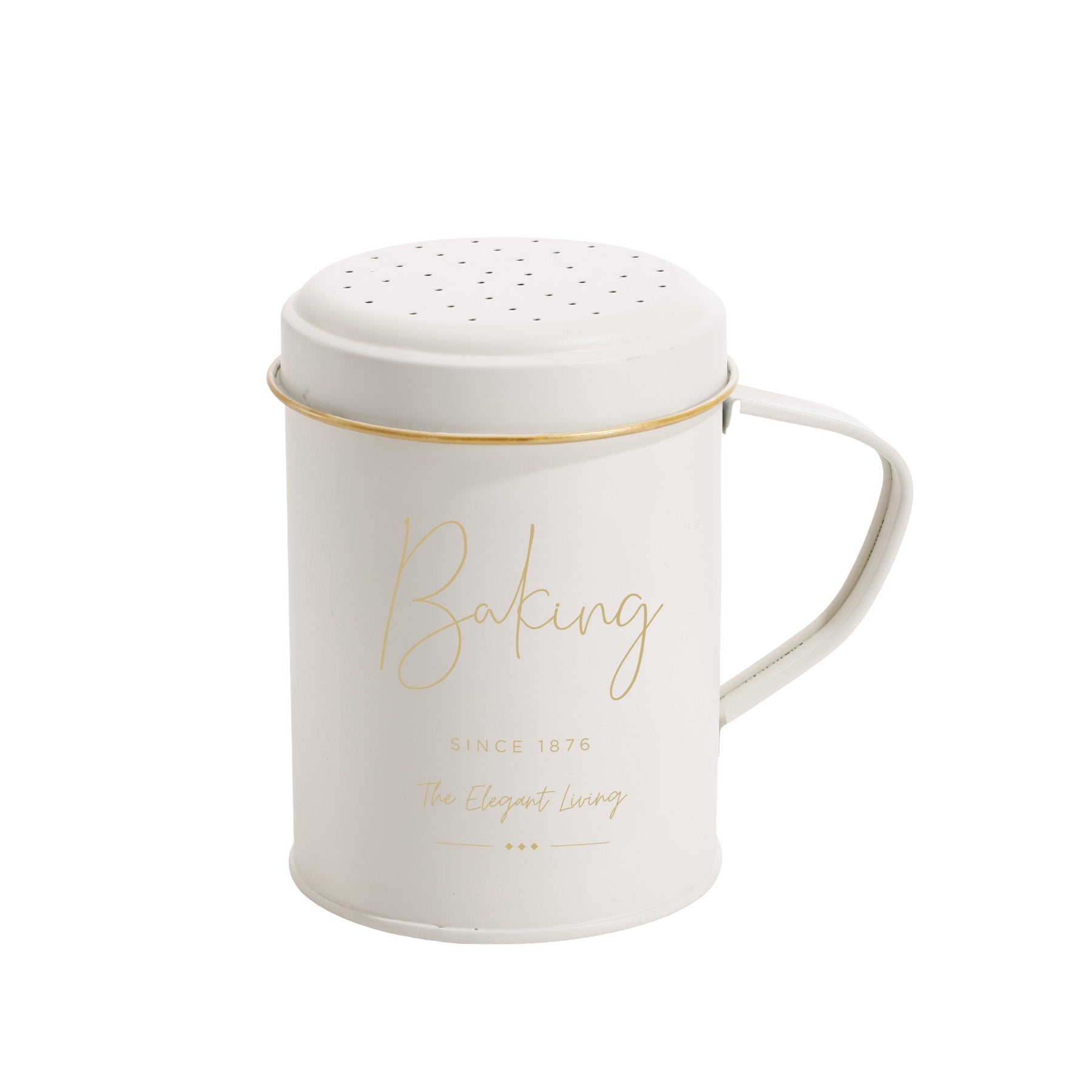Elegant Living Metal Baking Powder Canister – White 13cm