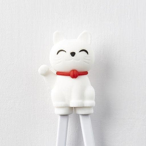 Premium Maneki Lucky Cat Trainer Chopsticks Dishwasher Safe - White