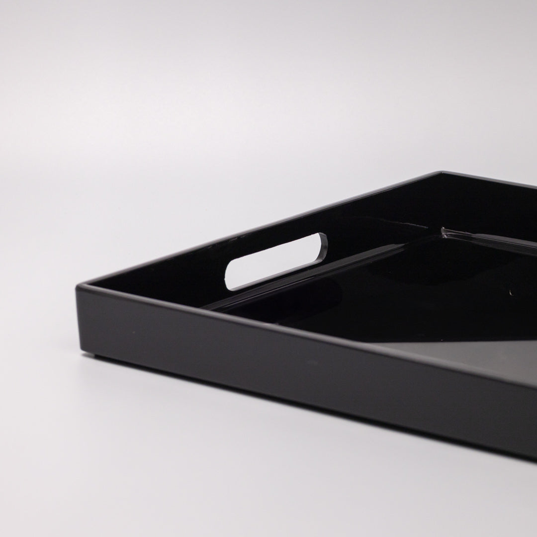 Premium Rectangular Black Lacquerware Tray – 42cm Serving Tray