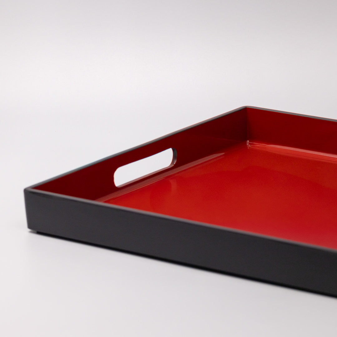 Premium Rectangular Lacquerware Tray – Red Inner Black 42cm