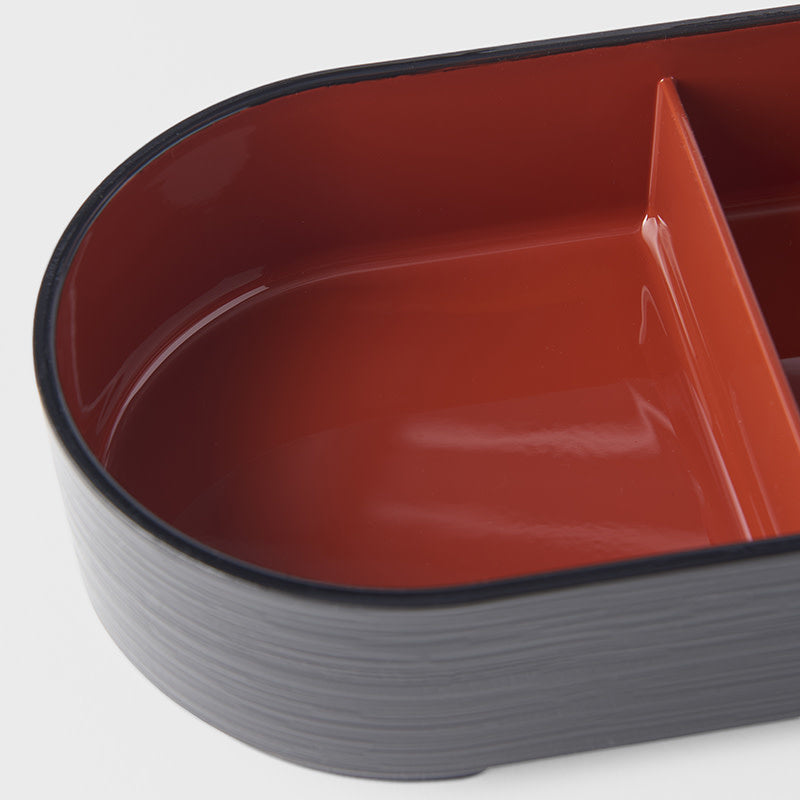 Premium Red 36cm 3 Section Oval Bento Plate Dishwasher Microwave Safe
