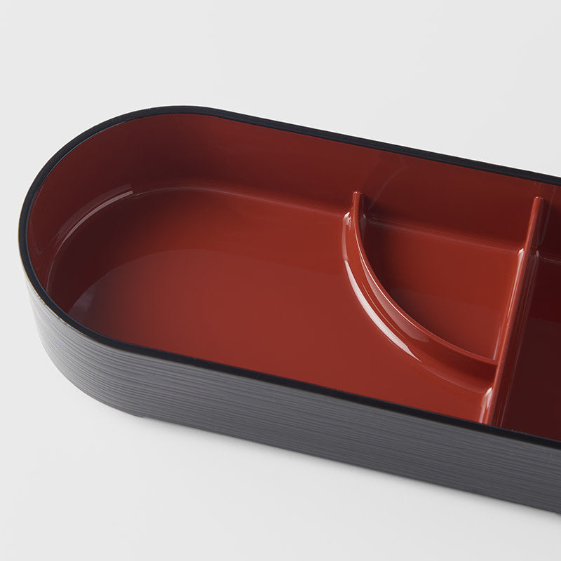 Premium Red Oval 3 Section Bento Dish Dishwasher Microwave Safe