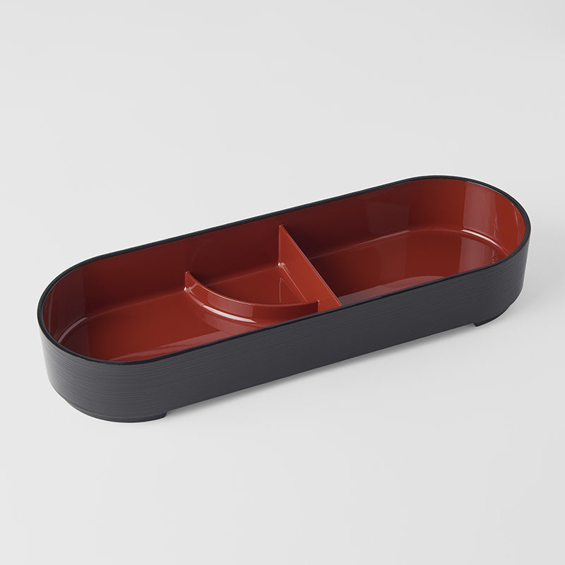 Premium Red Oval 3 Section Bento Dish Dishwasher Microwave Safe