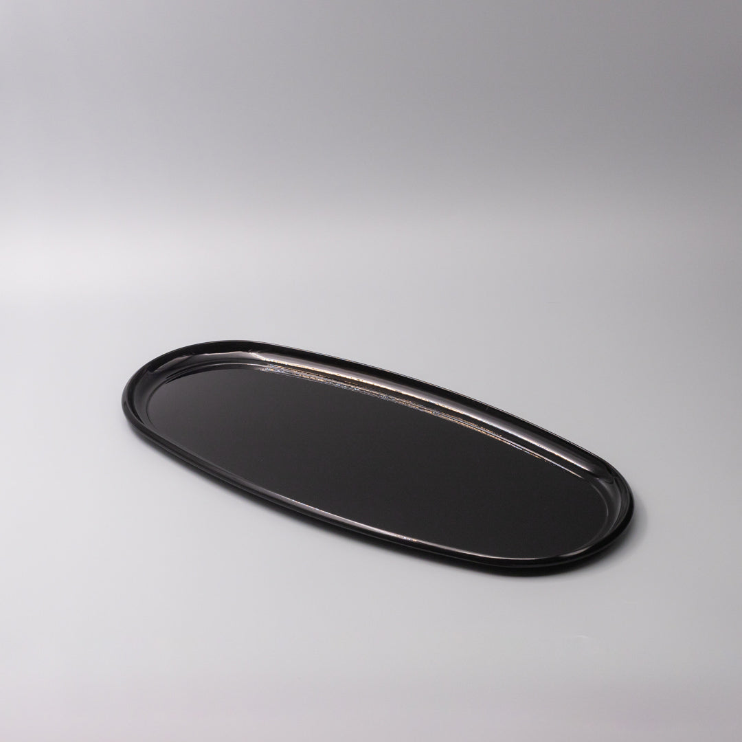 Premium 42.5cm Black Lacquerware Glaze Oval Platter Dishwasher Microwave Safe