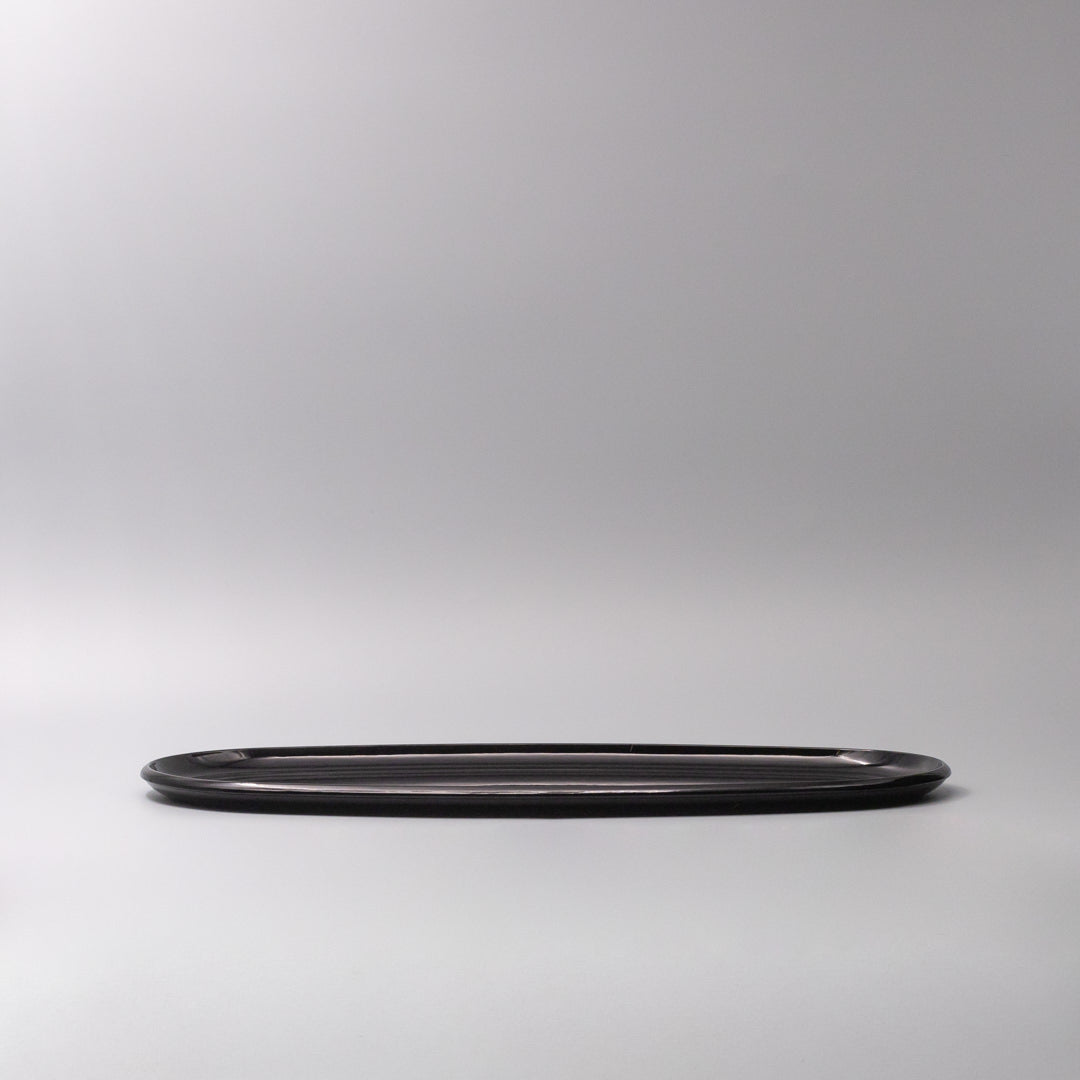 Premium 42.5cm Black Lacquerware Glaze Oval Platter Dishwasher Microwave Safe