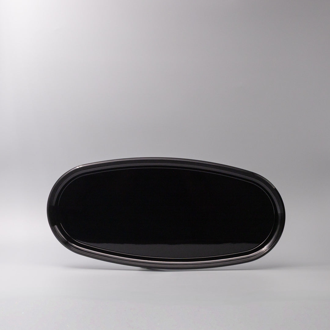 Premium 42.5cm Black Lacquerware Glaze Oval Platter Dishwasher Microwave Safe