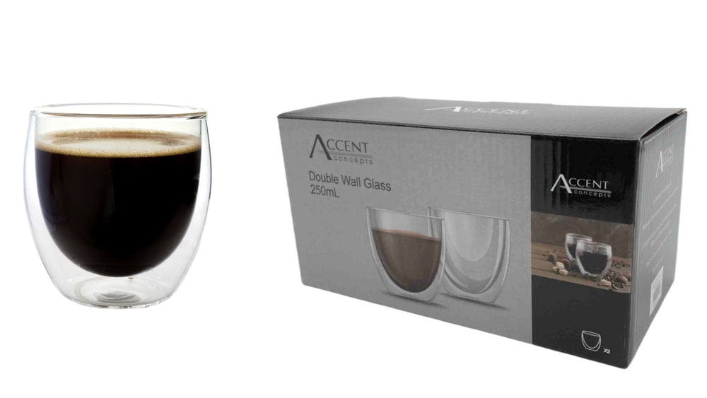 bulk 12 Double Wall Glass Coffee Mug 250ml - SuperSaverAU - view 1