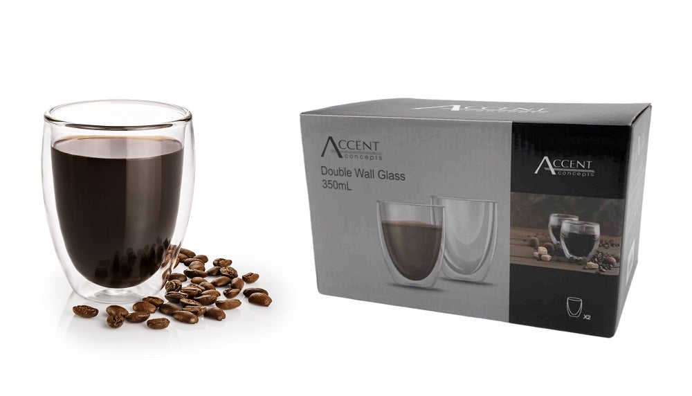 bulk 24 Double Wall Glass Coffee Mug 350ml - SuperSaverAU - view 1