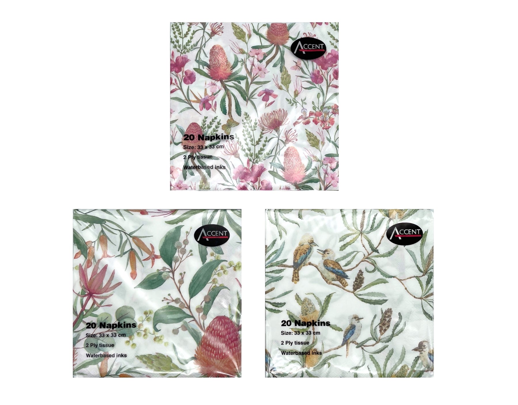 Australian Native Napkin 48 Pack 2Ply 33cm Multi Colour Assorted - SuperSaverAU - view 1
