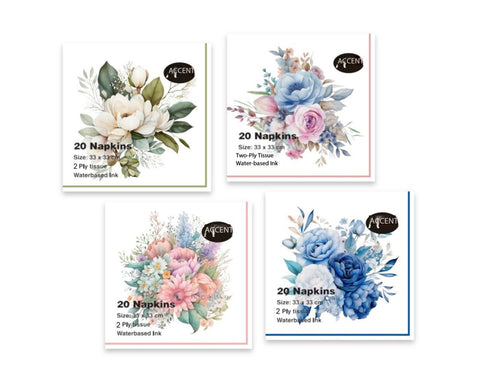 Flower Bouquet Napkins 960 Pack 2Ply Assort 33x1cm Multi Colour - SuperSaverAU - view 1