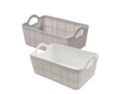 Plastic Rect Storage Basket with Handle, Multi Colour, 19cm, Set of 24 - SuperSaverAU - view 1