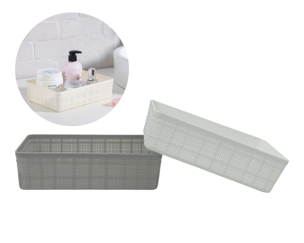 Stylish White & Grey Plastic Rect Storage Tray Assorted 24 pcs, 23 x 17 x 6 cm - SuperSaverAU - view 1