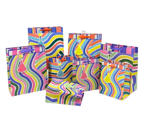 bulk 24 Xlarge Gift Bag Colourful Wave Assort 42cm - SuperSaverAU - view 1