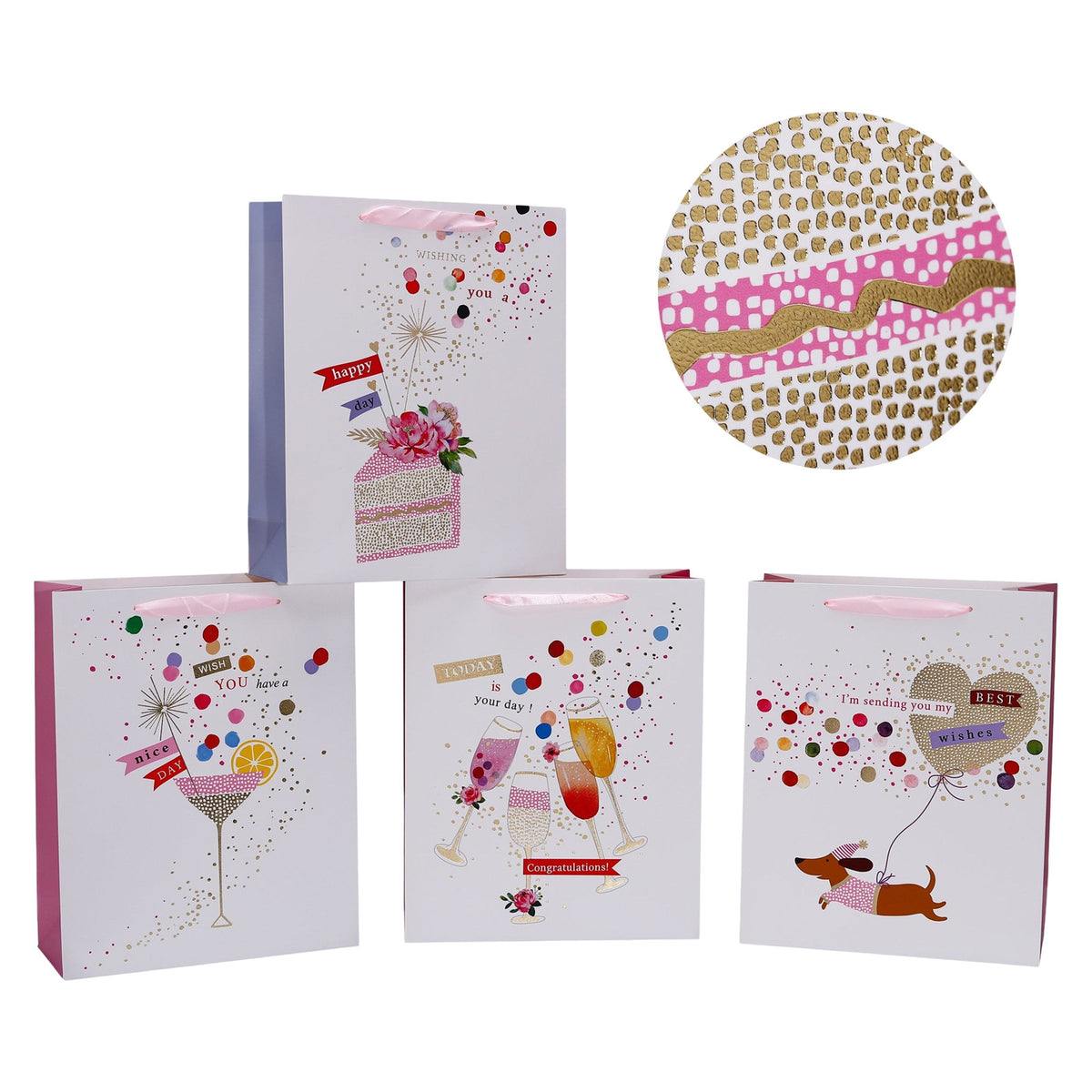 bulk 24 Medium Festive Cheers Gift Bag Assort 18x24cm - SuperSaverAU - view 1