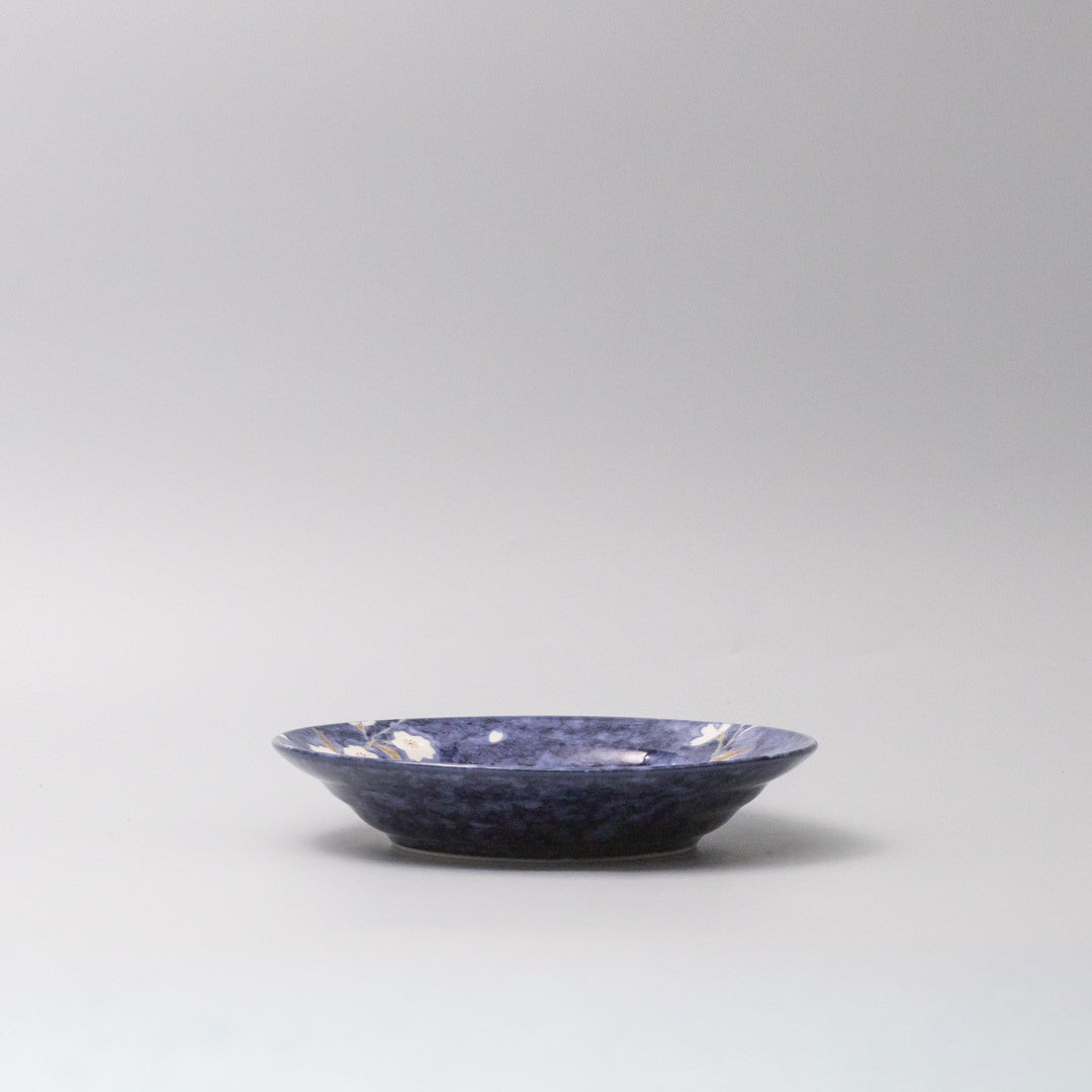 Premium 20cm Indigo Sakura Design Open Shallow Ceramic Bowl Dishwasher Microwave Safe