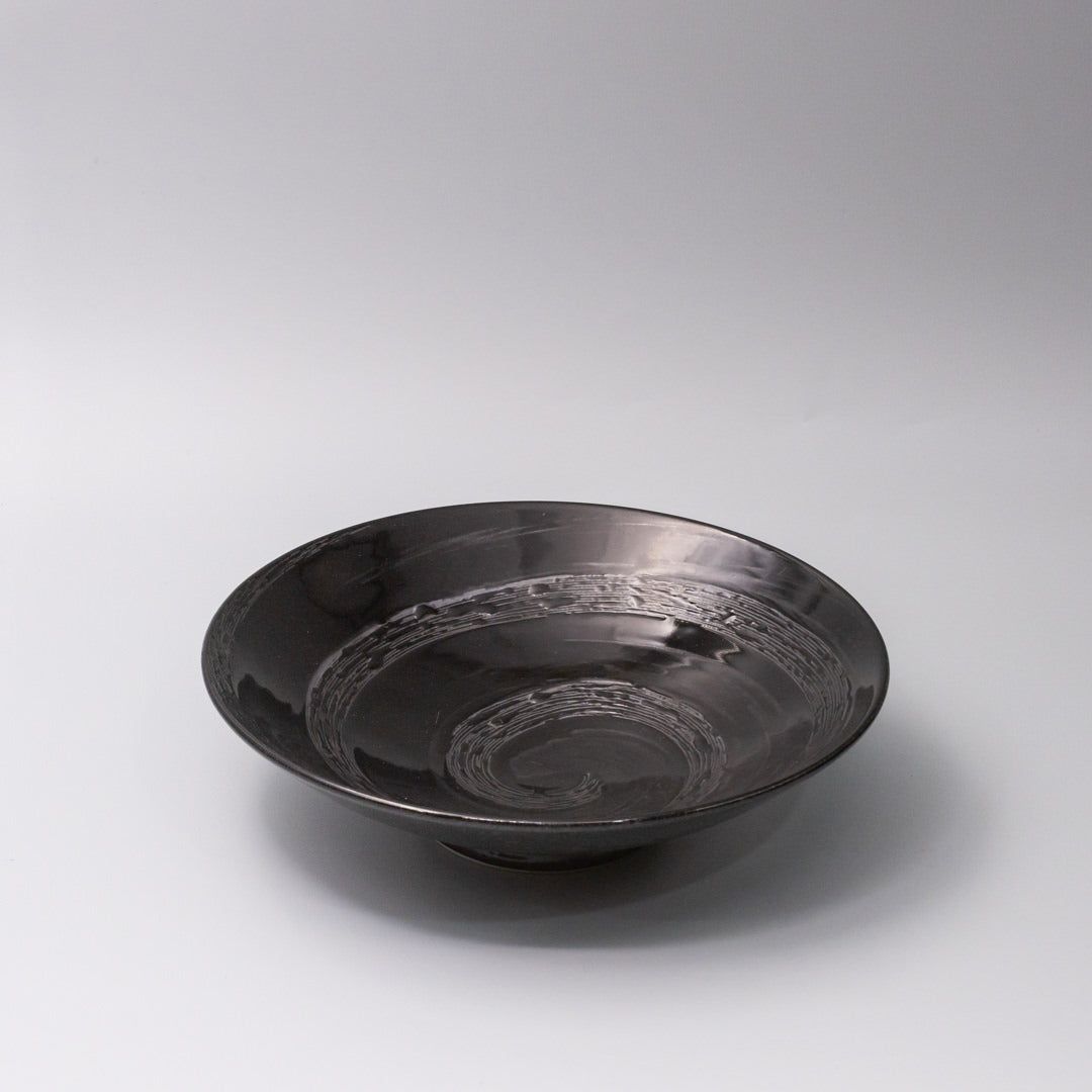 Serving Bowl 28cm Black Swirl Glaze - SuperSaverAU - view 1