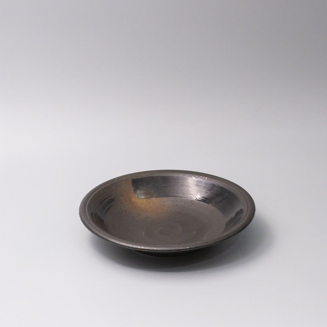 Shallow Bowl 23cm Mottled Black with Brushstroke - SuperSaverAU - view 1