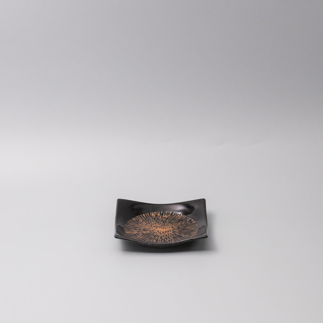 Premium Square Bronze Converging Glaze Plate – 13.5cm