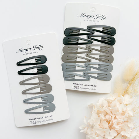 Basic Solid Colour Snap Clips - Black - 12 Pieces - 5cm Size - SuperSaverAU - view 1