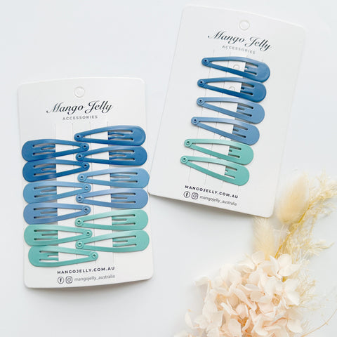 Basic Snap Clips - Blue - 6 Pieces - 5cm Solid Colour Hair Accessories - SuperSaverAU - view 1