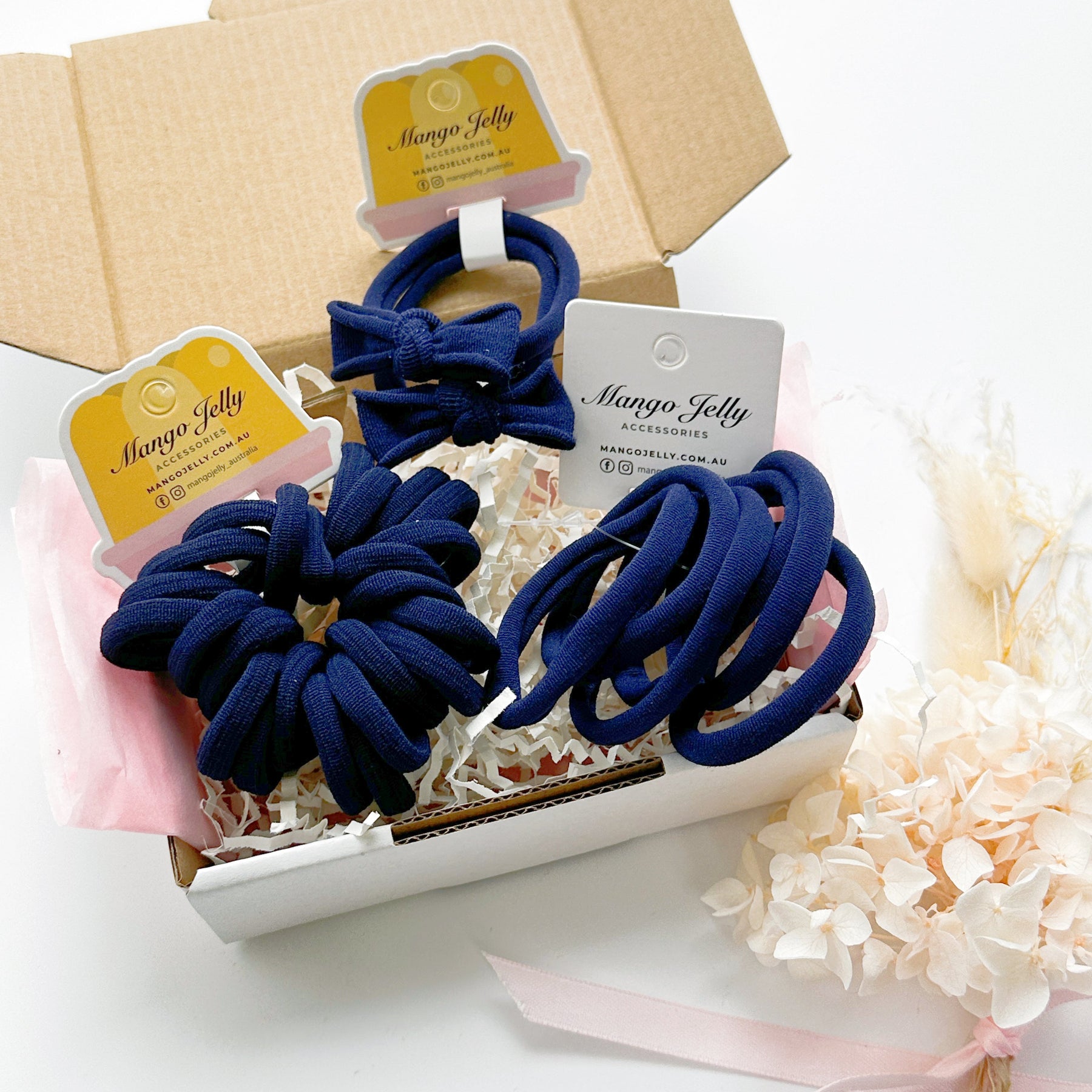School Colour Bundle - NAVY, 36 Pieces: Handmade Bows & Metal-Free Hair Ties - SuperSaverAU - view 1