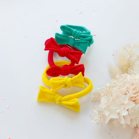 MANGO JELLY Metal Free Soft Hair Ties - 4cm, 3 Pairs Handcrafted Bows - SuperSaverAU - view 1