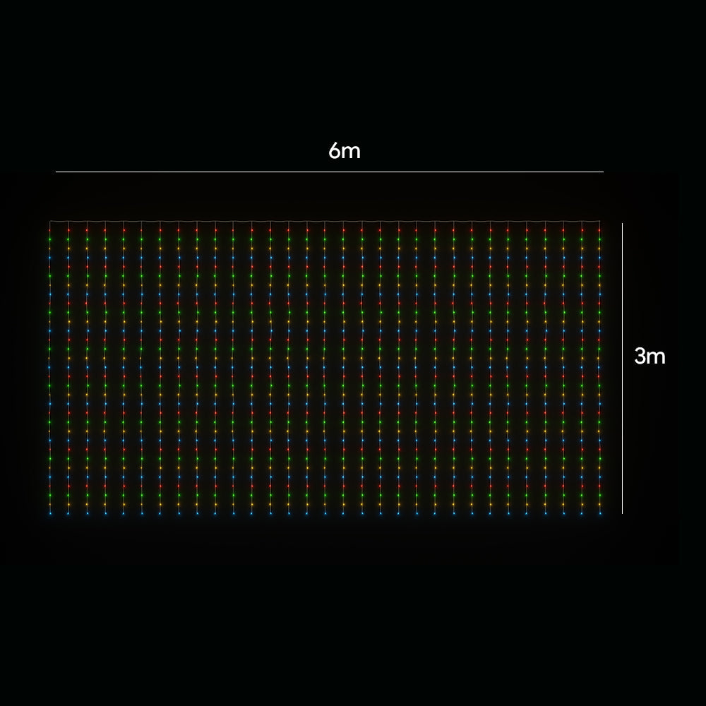 LED Curtain Lights 6mx3m 600 Multi-Color - SuperSaverAU - view 2