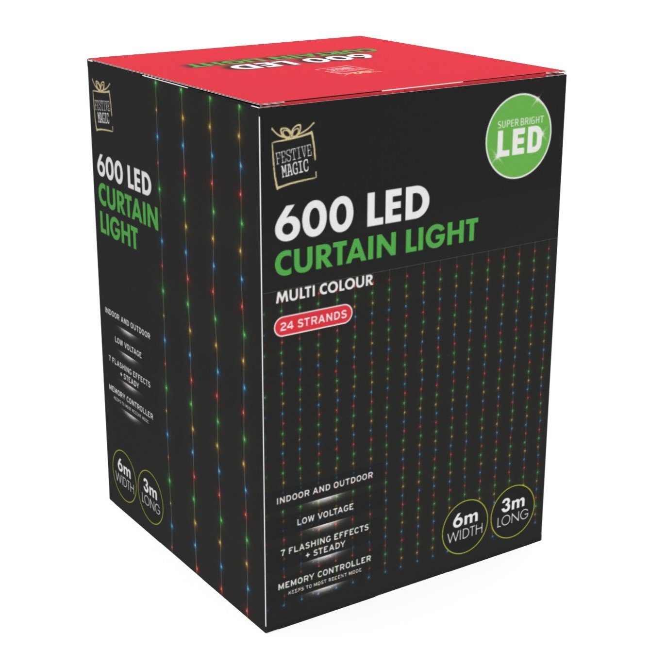 LED Curtain Lights 6mx3m 600 Multi-Color - SuperSaverAU - view 3