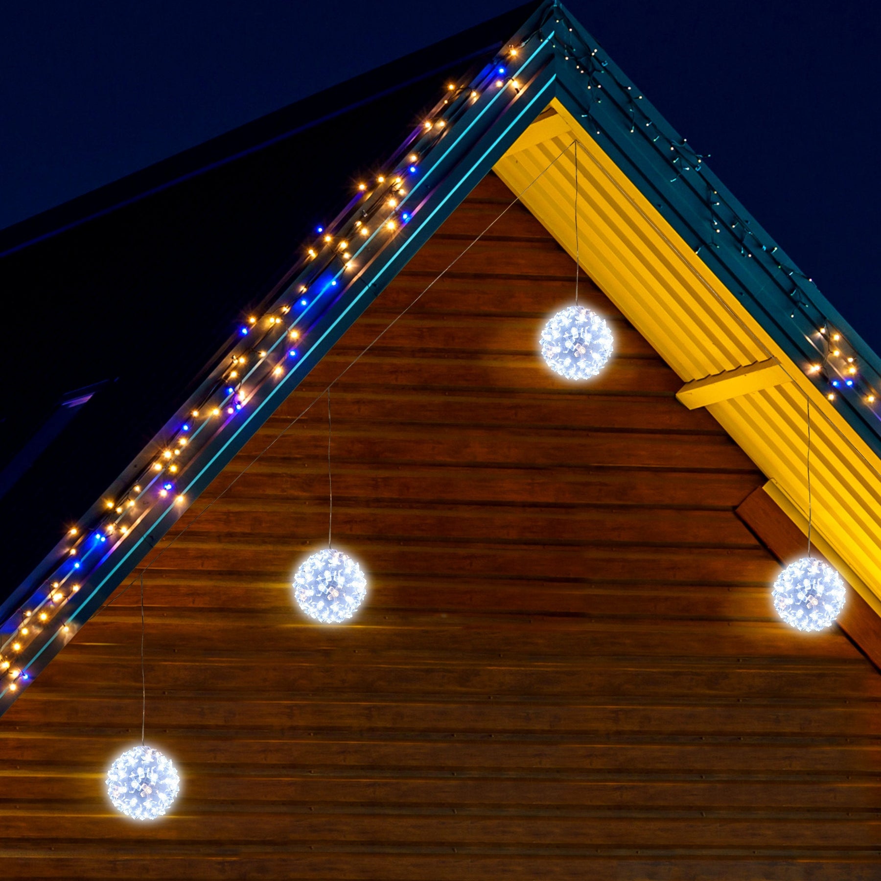 LED Twinkle Petal Balls 10cm 5-Pack Cool-Warm White or Multicolor - Multicolor - SuperSaverAU - view 4