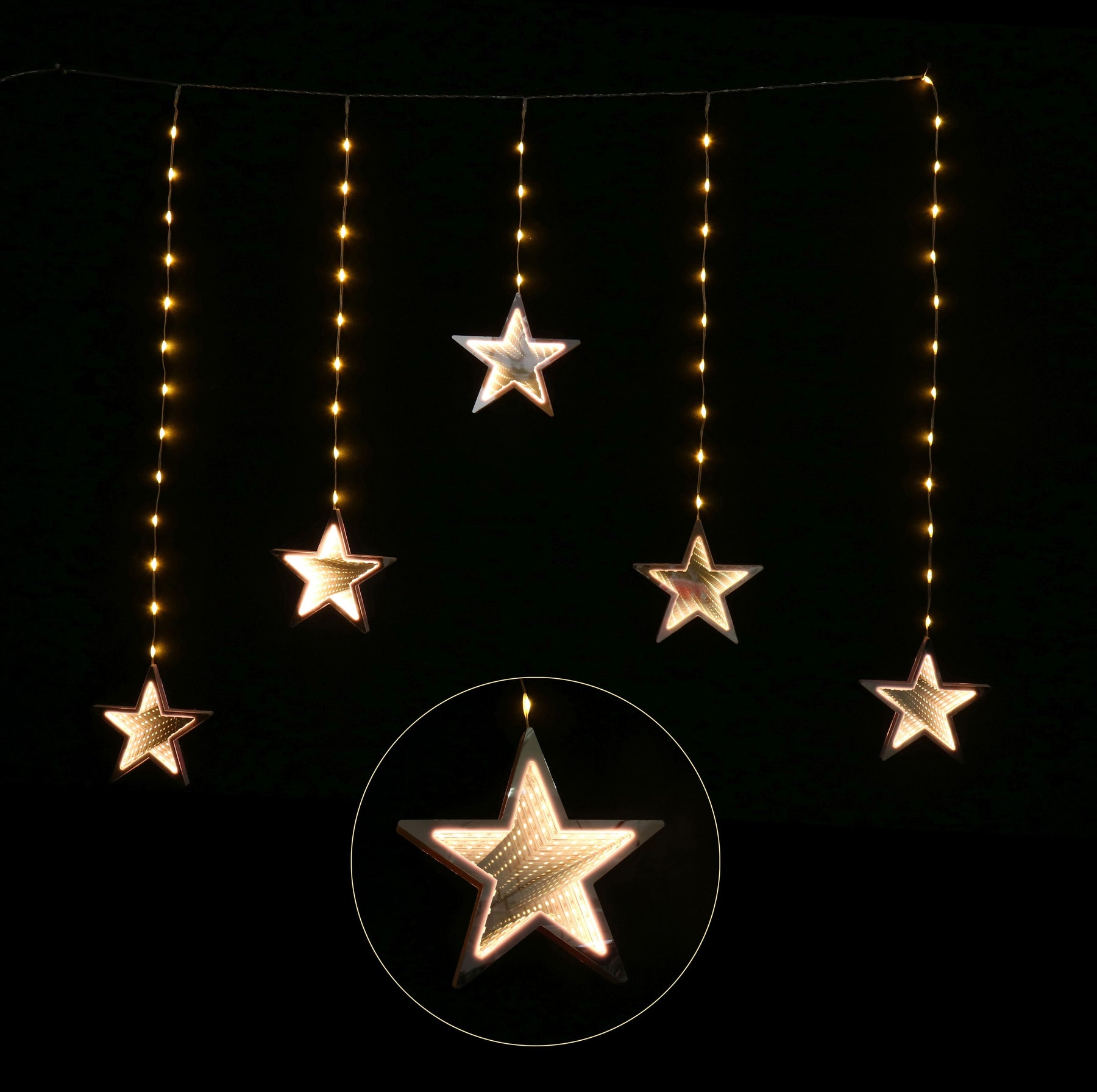 LED Infinity Stars Curtain Lights avaiable in 2 Colors - Warm White - SuperSaverAU - view 3