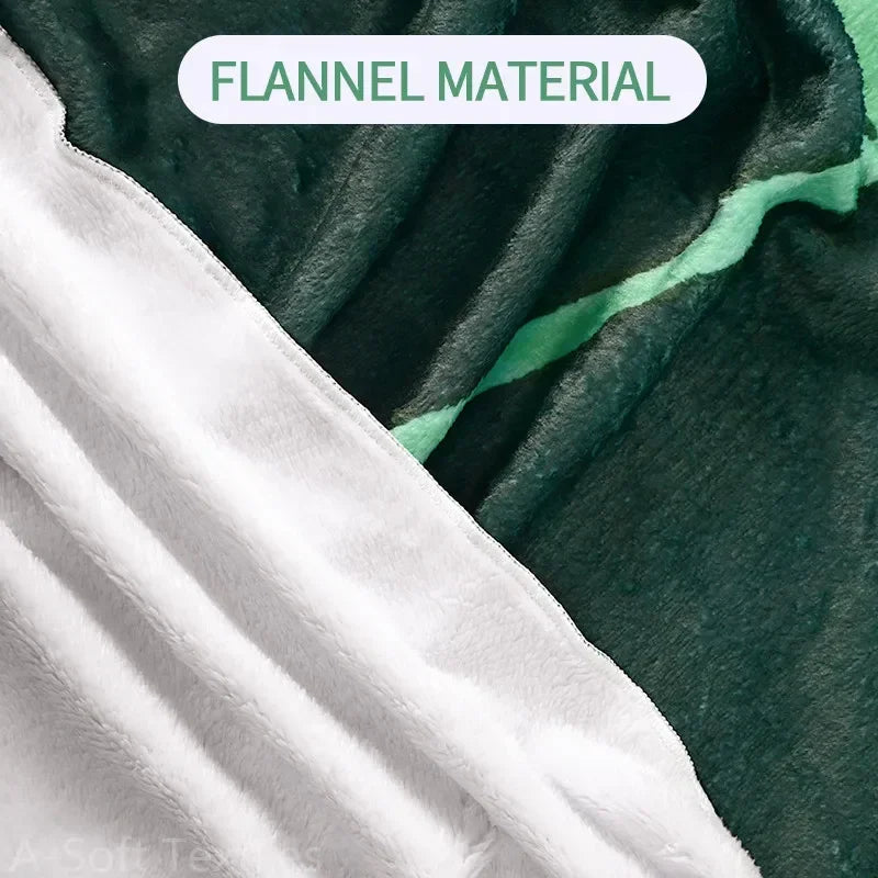 NNEOBA Green Leaf-Shaped Flannel Blanket, 150x200 cm, Soft & Breathable - SuperSaverAU - view 2