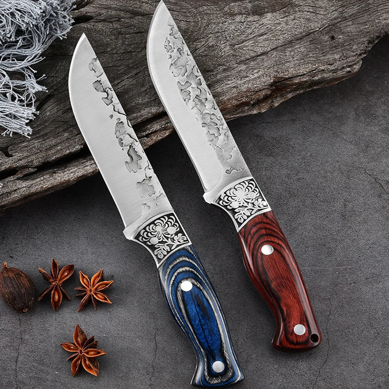 NNEOBA Forged Cleaver Kitchen Chef Knife 2pcs Set 4Cr13Mov Stainless Steel with Covers - SuperSaverAU - view 6
