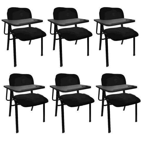 NNECN Classroom Lecture Chairs with Table, Set of 6 - Black - SuperSaverAU - view 1