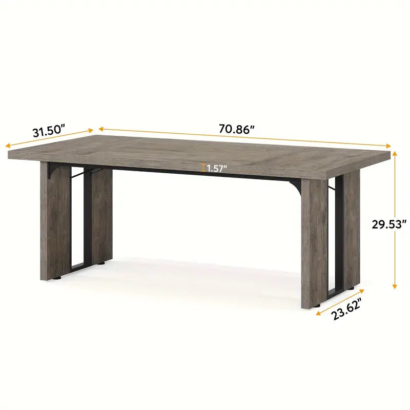 NNETMLT Rustic Rectangular Dining Table - Modern Gray Finish - SuperSaverAU - view 3