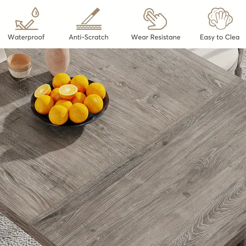 NNETMLT Rustic Rectangular Dining Table - Modern Gray Finish - SuperSaverAU - view 8