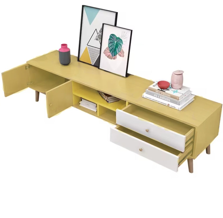 NNECN Two-Doors, Two-Drawers Wooden TV Cabinet - SuperSaverAU - view 1