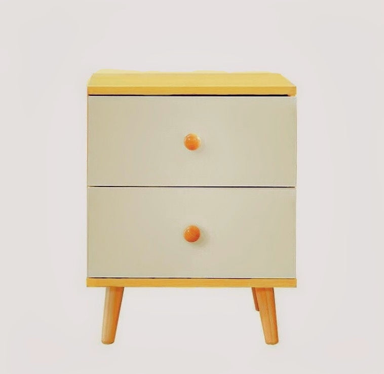 NNECN Wooden Bedside Cabinet with 2 Drawers - White & Pine - SuperSaverAU - view 4